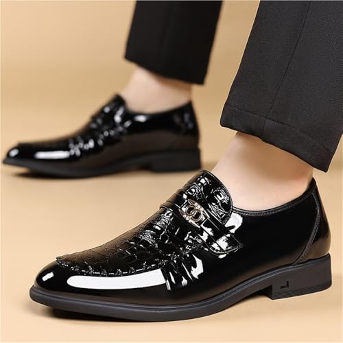 Men's Genuine Leather Slip On Loafers Shiny Dress Shoes for Business Casual Comfortable British Style Oxfords2