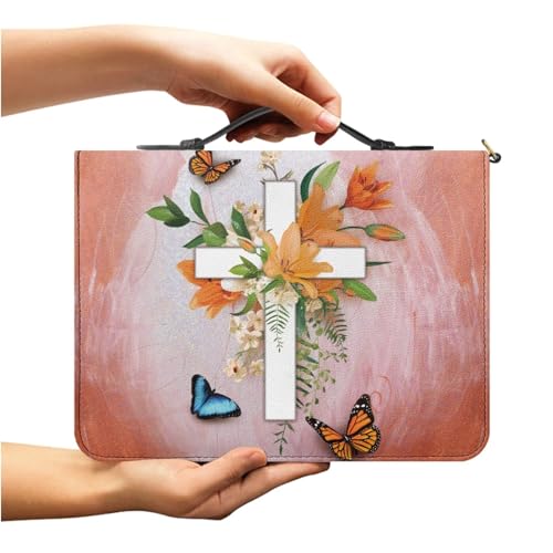 Premium PU Leather Bible Cover for Women, Extra Large Tote with Top Handles, Multi-Compartment Church Bag2