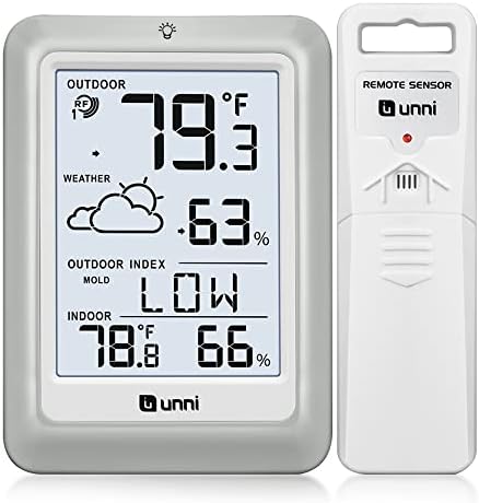Indoor Outdoor Thermometer Hygrometer Wireless Weather Station, Temperature Humidity Monitor Battery Powered Inside Outside Thermometer with 330ft ...