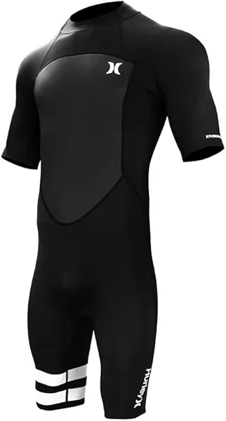 Hurley Mens Wetsuit - Fusion 202 2/2MM Short Sleeve Wetsuit for Men - UPF 50+ Stretch Neoprene Shorty Wet Suit with Back Zip