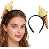 Beavorty Ice Cream Headband Haarschmuck EistüTen Form Haarreif FüR Damen Und MäDchen Weiches Stoff Stirnband Zum Waschen Des Gesichts Und Kosmetik PartyzubehöR