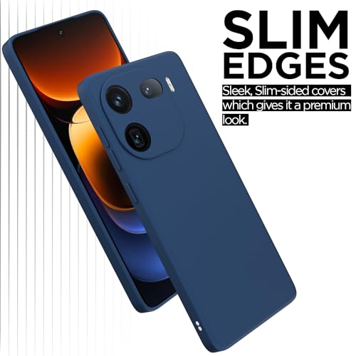 Image of Outlouders Back Cover for iQOO 12 5G | Camera Protection | Durable Soft Matte Silicone Bumper Case (Blue)