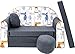 Pro Cosmo, Divano-Letto AX3 con Pouf/poggiapiedi/Cuscino, in Tessuto, per Bambini, Dimensioni: 168 x 98 x 60 cm; Colore: Grigio