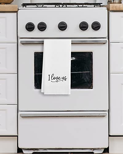 I Love Us Love Quote Kitchen Towels Tea Towels, 16 X 24 Inches Cotton Modern Dish Towels Dishcloths, Dish Cloth Flour Sack Hand Towel For Farmhouse Kitchen Bathroom Decor,Valentine's Day Couples Gifts #TOP2