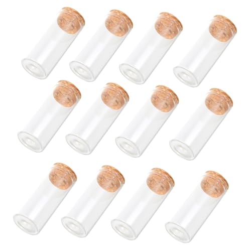 WEKADRIN 20個 試験管 ガラス製 直口木塞付き 高硼硅ガラス 試験管瓶 科学実験用 保存容器 密閉可能 多用途収納ボトル
