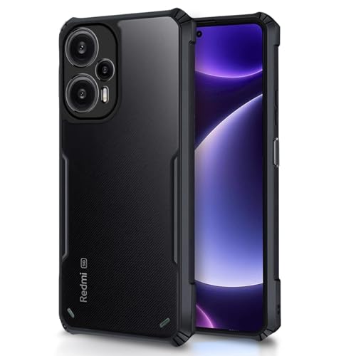 Image of Pikkme Back Cover for Mi Poco F5 5G | Ultra Hybrid Shockproof Case | Full Camera Protection | Raised Edges | Clear Transparent Bumper Case (Black)