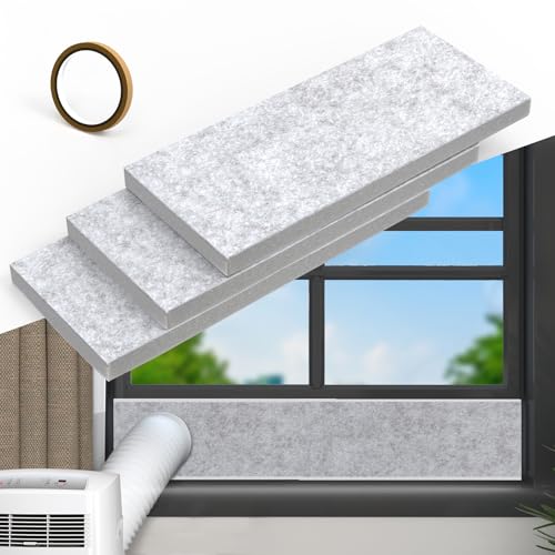 Flamorrow Insulated Foam Panels for Portable AC Window Seal Kit, Sturdy & Thick Air Conditioner Insulating Panel, Adjustable AC Window Seal Panels for Seal Heat, Fill Gap, Reduce Noise, 3 Pack