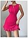Milumia Women's Bow Tie Front Mini Tank Dress Elegant Cut Out Ruffle Hem Short Dresses Hot Pink X-Small