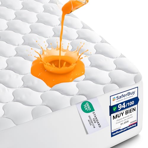 Utopia Bedding Protector de Colchón Impermeable 135x190 cm, Funda Protectora para Cama, Resistente al Agua (Blanco)