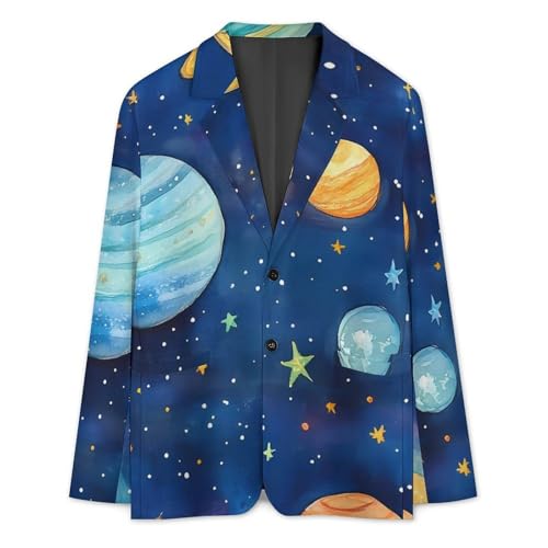 Watercolor Galaxy Solar System Classic Suits Blazer for Men Business Tuxedo Jacket Sport Coat Two Buttons3