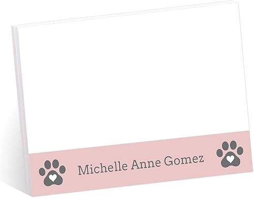 Juego de 6 almohadillas adhesivas personalizadas con estampado de patas, 4 x 3 pulgadas, notas adhesivas para perros y gatos, 50 hojas por bloc