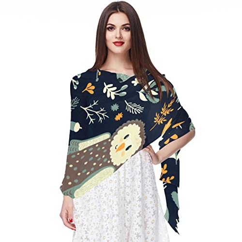 Foulard de Noël en mousseline de soie de qualité supérieure avec imprimé hiboux
