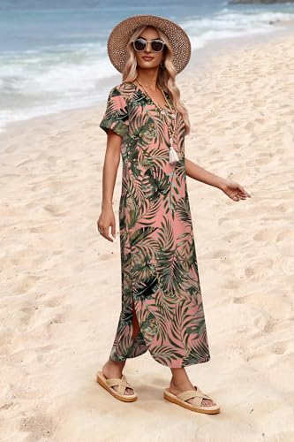 Image of WIHOLL Women's Summer Short Sleeve Dresses Maxi Dress Vacation Beach Sundresses 2026 with Pockets
