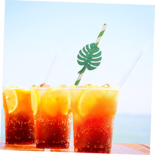 10 pitillos de papel PartyKindom verde con diseño Monstera miniatura 3
