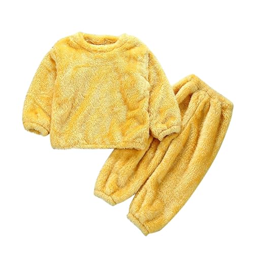 Pijama infantil macio de pelúcia de manga comprida para meninos e meninas, 2 peças, conjunto de roup