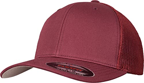 Image of Flexfit Trucker Mesh Fitted Cap | 6-Panel, Mid-Profile, Stretchable Mesh Backing, Flexfit Sweatband, Curved Visor, Silver Undervisor