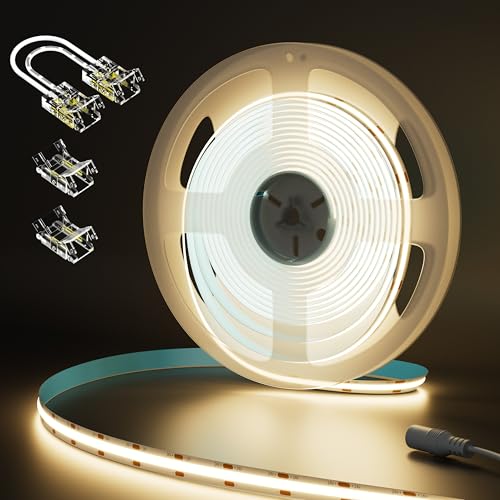 Image of MIWISE COB LED Strip Light,24V 3000K Warm White LED Strip Lights,32.8ft UL-Listed Super Bright Flexible LED Strip,Dotless High Density Cuttable for Cabinet Bedroom DIY Projects(No Adapter&Controller)