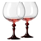 KROSNO Bicchieri da Gin 660 ml con stelo rosso, set da 2 – per Gin Tonic, Aperol Spritz e Cocktail – senza piombo – lavabili in lavastoviglie – Bubble Celebration Moments