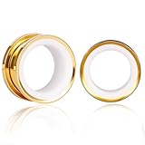 Atomhole 2 dilatadores de oreja de tornillo hueco, dilatadores de oreja de dos tonos, hipoalergénicos, dilatadores para orejas estiradas, joyería para mujeres y hombres (8 mm-16 mm), 8mm(0G), Metal