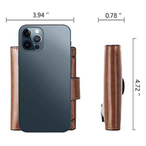 BROMEN Small Wallets for Women RFID Blocking Leather Bifold Purse Zipper Coin Pocket Credit Card Holder with ID Windows Brown3