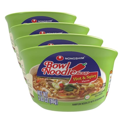 Nongshim HOT & SPICY Noodle Soup, 3.03 Ounce (Pack of 4)
