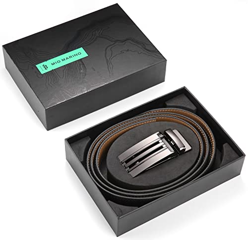 Image of Marino Avenue Ratchet Belt for Men. Adjustable Leather Dress Belt with 38 Easy to Click Into Place Ratchet Closures.