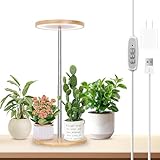 LORDEM Bamboo Grow Light, LED Plant Light for Indoor Plants Growing, Full Spectrum Bamboo Desk Growth Lamp with Automatic Timer for 4H/8H/12H, 4 Dimmable Levels, Height Adjustable