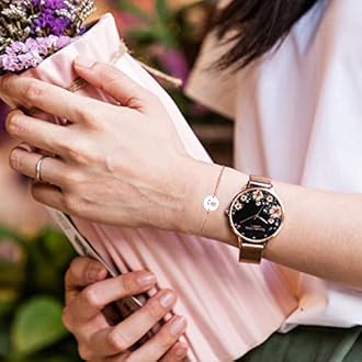 VICTORIA HYDE Fashion Elegant Floral Dial Watch for Women Quartz Genuine Leather Strap Wristwatch Mother's Day Gifts