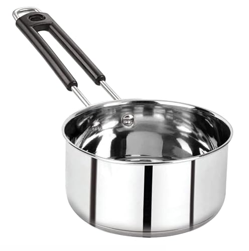 Image of 1 Liter Heavy Quality Mirror Finish Stainless Steel Sauce Pan with Heat Resistant Handle for Milk & Tea Pan