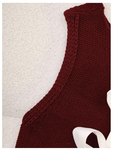 Image of GORGLITTER Women's Tie Back Cropped Sweater Vest Bow Sleeveless Knit Tank Tops Trendy Cute Cardigan Dressy Casual Outfits