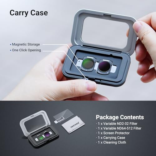 NEEWER Variable ND Filter Set Compatible with DJI Osmo Pocket 3 / Pocket 4 / Xtra Muse, Magnetic Multicoated ND2-32 & ND64-512 Neutral Density Action Camera Lens Filter Accessories Kit by NEEWER - Image 9