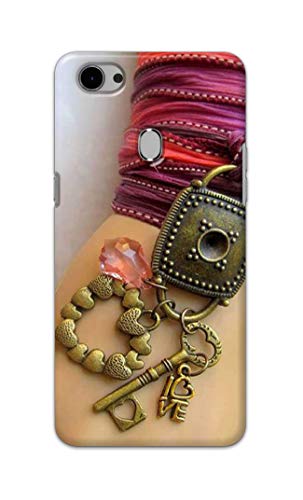 Image of Girl Hand with Keychain Hard Back Case Cover for Oppo F7 Back Cover -(J5) VNS2228