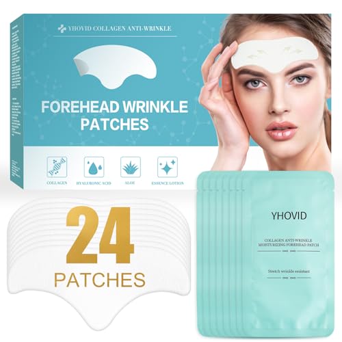 YHOVID 24 Pcs Forehead Wrinkle Patches - Anti Wrinkle Facial Patches with Collagen and Vitamin E for...