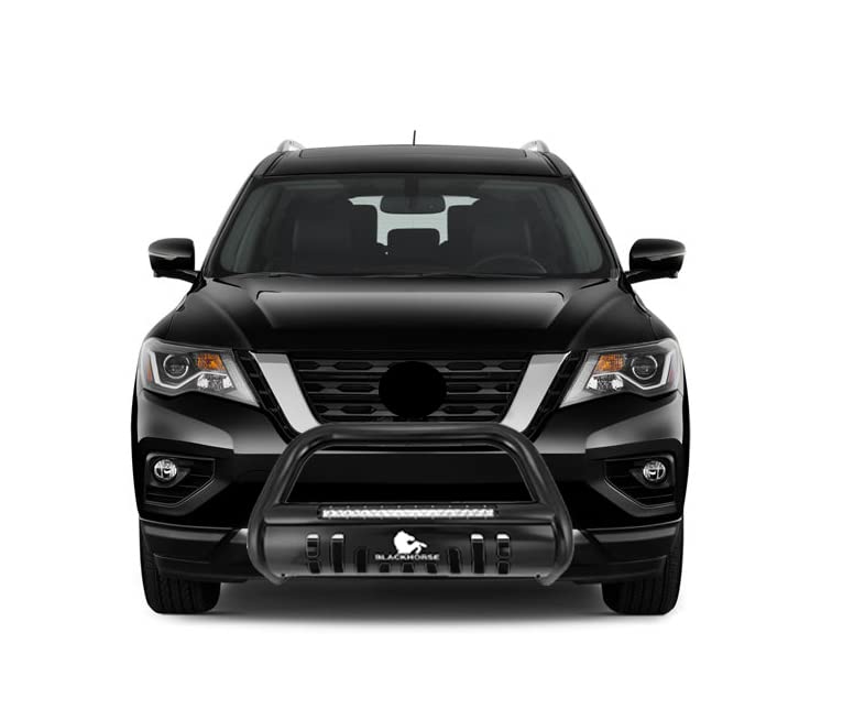 Image of Black Horse Beacon Bull Bar Skid Plate Black Compatible with 2013-2021 Nissan Pathfinder-BE-A1802B