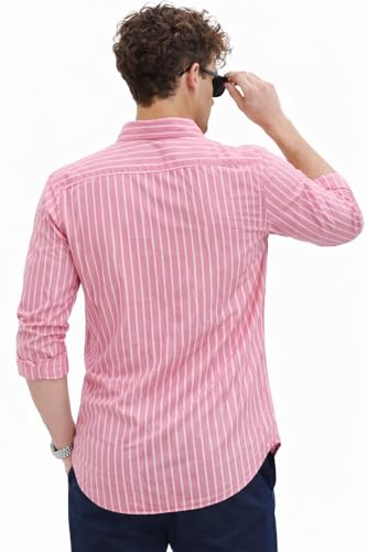 Image of U TURN Men's Casual Printed Striped Stylish Formal Shirt for Men | Cotton Mix 220 GSM