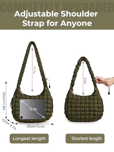 Image of Puffer Quilted Tote Bag for Women Nylon Crossbody Bags Puffy Purse Hobo Large Shoulder Bag Trendy