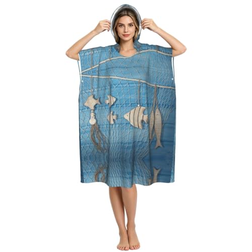 Poncho à capuche piscine séchage rapide en éponge légère mixte - 4