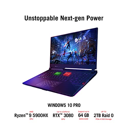 ROG Strix Scar 15 (2021) Gaming Laptop 15.6" 300Hz IPS FHD, NVIDIA GeForce RTX 3080, AMD Ryzen 9 5900HX, 32GB DDR4, SSD da 1TB, Windows 10 Home, G533QS-DS98 - Notebook - Immagine 2