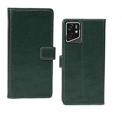 Image of amazon basics Lava Yuva Star 2 5G Flip Cover | Card Pockets Wallet & Stand | Flip Cover for Lava Yuva Star 2 5G (Green)