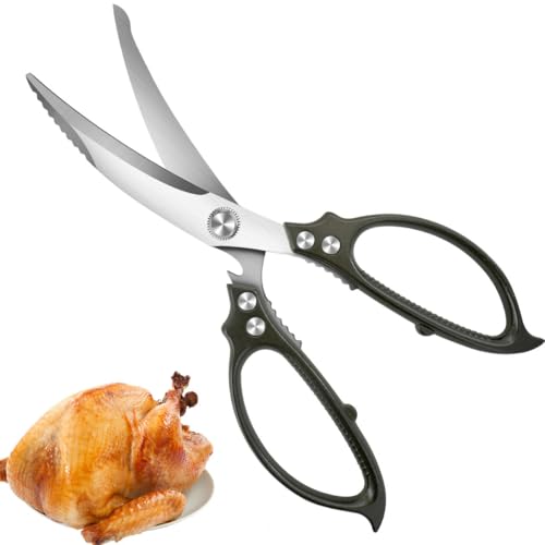 KUONIIY Heavy Duty Kitchen Scissors,Multipurpose Utility Stainless Steel Poultry Shears, All Purpose Scissors for BBQ Use with Aluminum Alloy Non-Slip Handle,Dishwasher Safe
