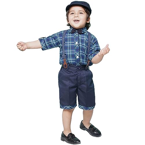 Image of AJ DEZINES Kids Casual Wear Clothing Cotton Blue Shirt Short Set For Boys (Twister-CA-45-BLUE-1)