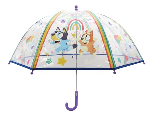 CYPBRANDS Bluey- Paraguas infantil, Burbuja, Transparente, Paraguas manual, 48 cm., Multicolor, Producto Oficial