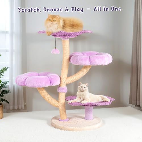 Árbol para Gatos Tejido con Flor, 35.4 Pulgadas miniatura 3