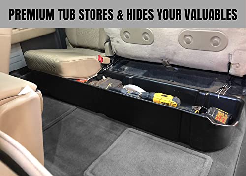 Rha Under Seat Storage 2015-2022 Supercrew Fits Ford F-150, 2017-2022 Super Duty F-250/F-350 Crew Cab Upgraded Rear Underseat Box Black Organizer (Without Oem Floor Mounted Flip-Up Storage) #TOP4