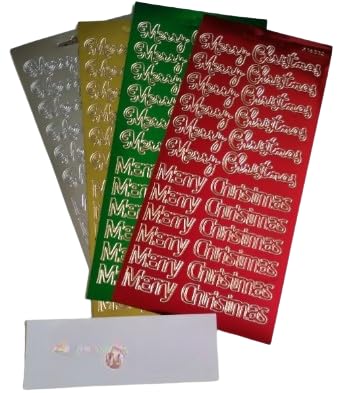 Vision4ever 1Pcs Gold Merry Christmas Peel Off Stickers Card Making Easy to Use and Sticks