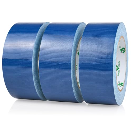 Image of BOMEI PACK Dark Blue Duct Tape, 3Rolls Heavy Duty Strong Industrial Color Duct Tape 9mil x 1.88inch x 30yds for Packing and Repairing