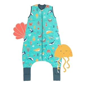 schlummersack Babyslaapzak met voeten, 1 TOG, 60 cm dun zeedieren, slaapzak met benen en verlengde manchetten voor een lichaamslengte van 60-70 cm, slaapzak zomer, lente