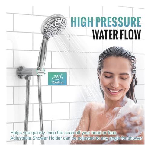 SR SUN RISE Shower System - 8 Functions 10 Inches Rain Shower Head Faucet- 6 Setting Headheld Shower Head Set- Valve Included Polished Chrome by SR SUN RISE - Image 5