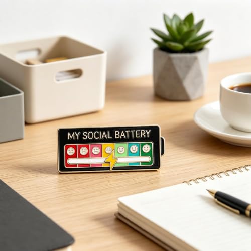 Image of 4PCS Enamel Pins, Badges for Bags, Brooch Pin for Women, Social Battery Expression for Mood Display, Non-Verbal Communication Accessories, Personal Style Enhancement