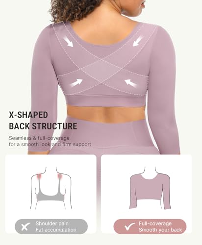 Image of FeelinGirl Arm Shaper for Women Post Surgery Arm Lipo Compression Sleeves Slimming Arm Faja Front Closure Shapewear Bra